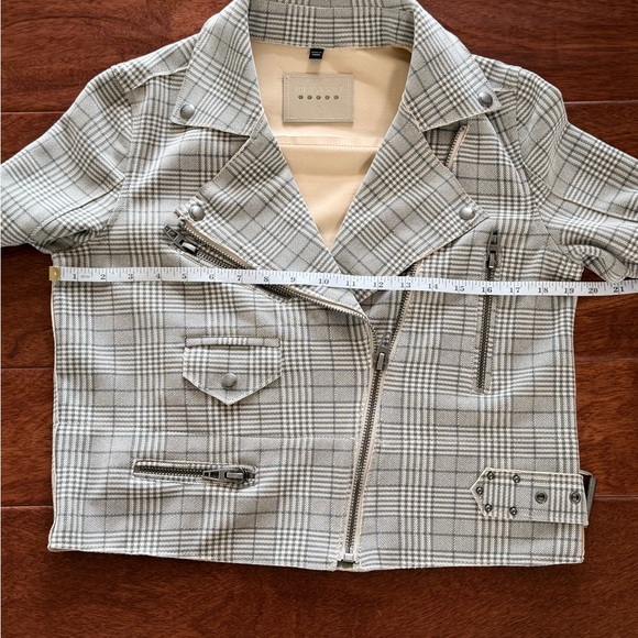 Blank NYC Grey and Cream Glen Plaid Women's Moto Jacket - Small - Like New! - Picture 8 of 10